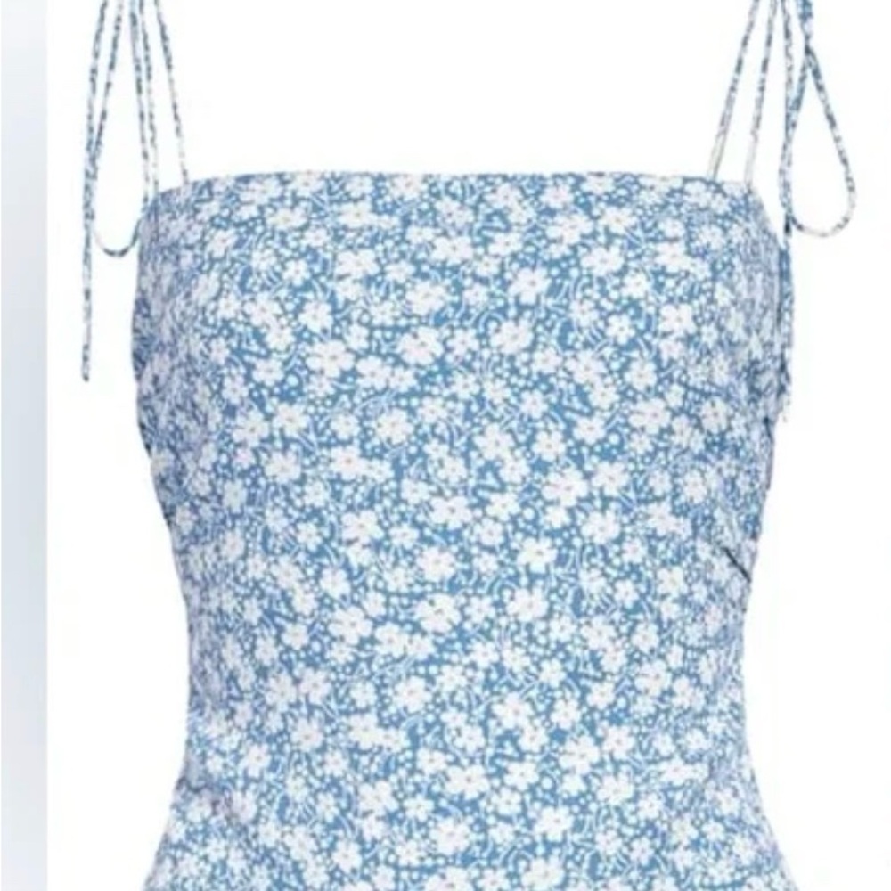 Reformation Floral Shoulder Tie Top